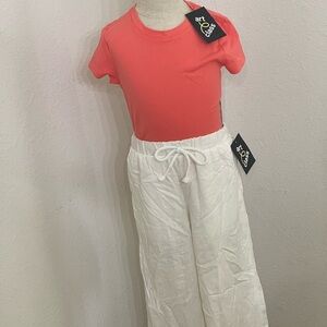 Art Class Coral Top and Cream Pants Set